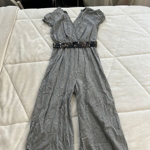Gray and White Jumpsuit -Size XS (belt not included)
